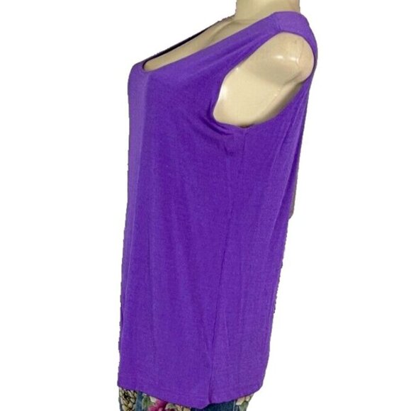 Carolyn Strauss M Purple Scoop Neckline Nylon/Spandex Stretch Career Tank Top - Picture 5 of 6